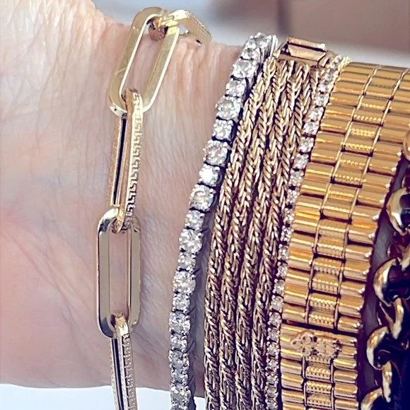 14 karat gold paper clip Bracelet - Picture 6 of 6